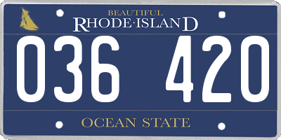 RI license plate 036420