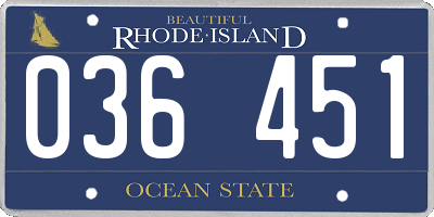 RI license plate 036451