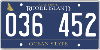 RI license plate 036452