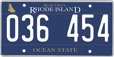 RI license plate 036454
