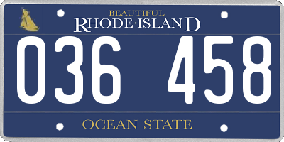 RI license plate 036458