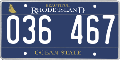 RI license plate 036467