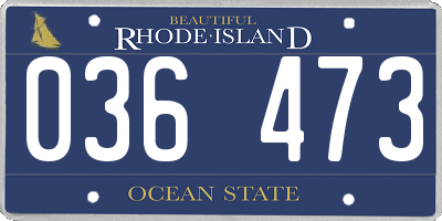 RI license plate 036473