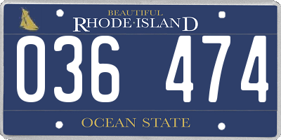RI license plate 036474