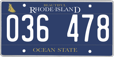 RI license plate 036478
