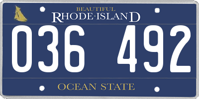 RI license plate 036492
