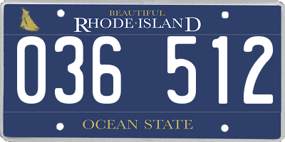 RI license plate 036512