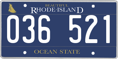 RI license plate 036521
