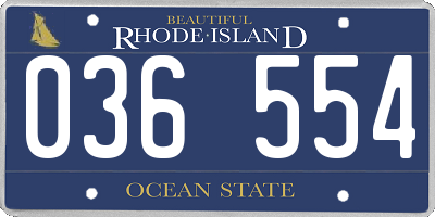 RI license plate 036554