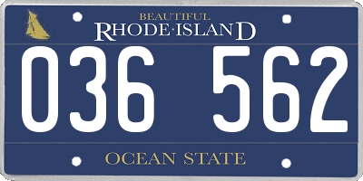 RI license plate 036562