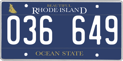 RI license plate 036649