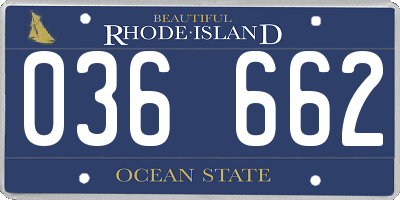 RI license plate 036662