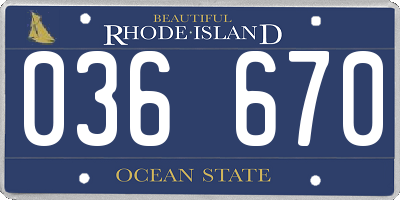 RI license plate 036670