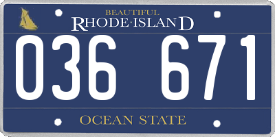 RI license plate 036671