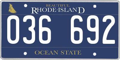RI license plate 036692
