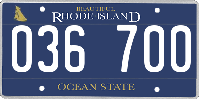 RI license plate 036700