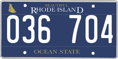 RI license plate 036704