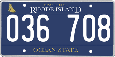 RI license plate 036708