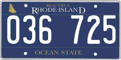 RI license plate 036725