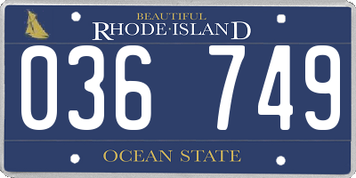 RI license plate 036749