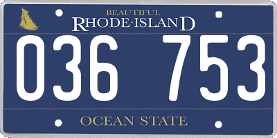 RI license plate 036753