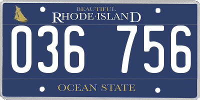 RI license plate 036756