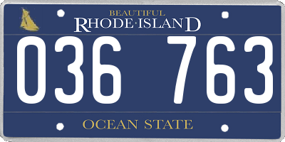 RI license plate 036763