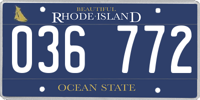 RI license plate 036772