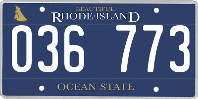 RI license plate 036773