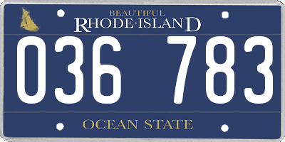 RI license plate 036783