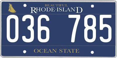RI license plate 036785