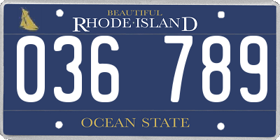 RI license plate 036789