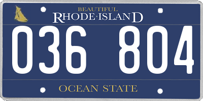 RI license plate 036804
