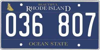 RI license plate 036807