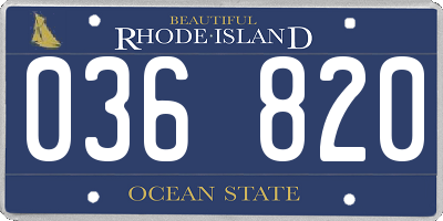RI license plate 036820
