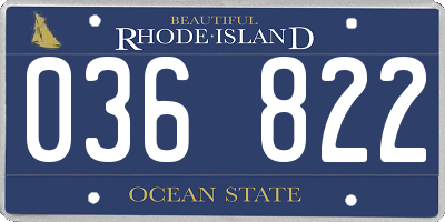 RI license plate 036822