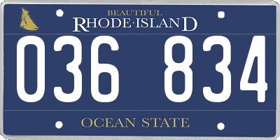 RI license plate 036834