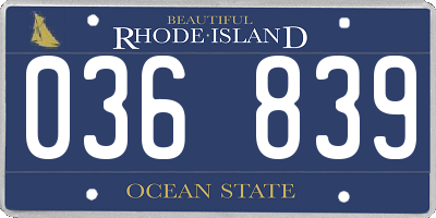 RI license plate 036839
