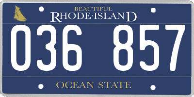 RI license plate 036857