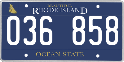 RI license plate 036858