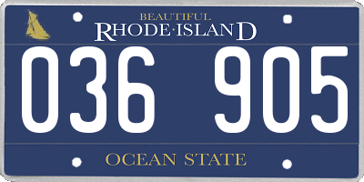 RI license plate 036905