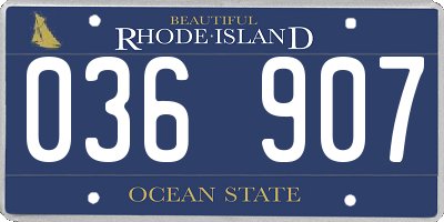 RI license plate 036907