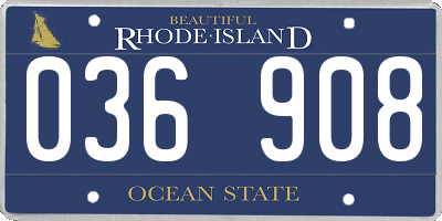 RI license plate 036908