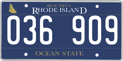 RI license plate 036909