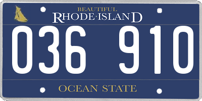 RI license plate 036910