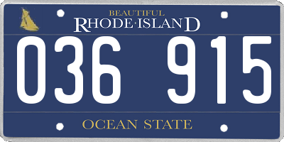 RI license plate 036915