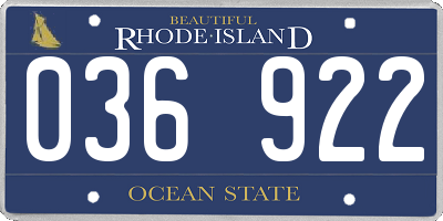 RI license plate 036922