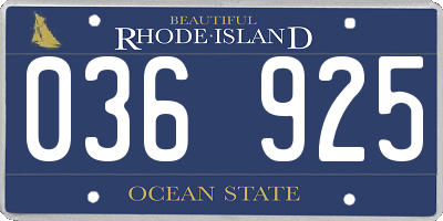 RI license plate 036925