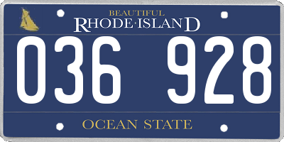 RI license plate 036928