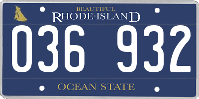 RI license plate 036932